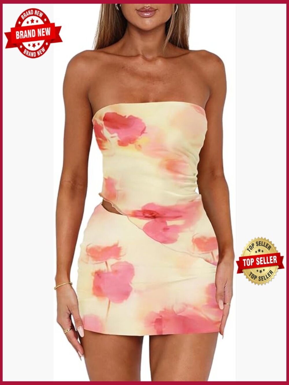 Strapless Tube Top & Mini Skirt 2-Piece Set Summer Going Out Outfits